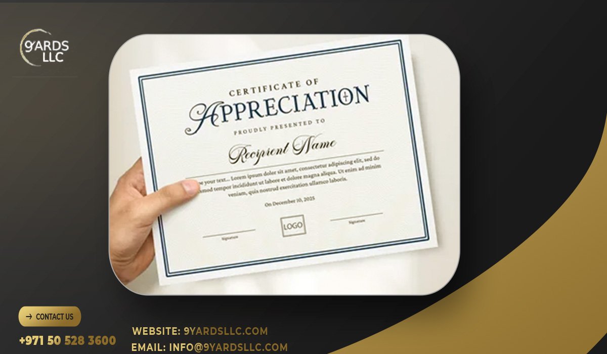 Certificate of Appreciation Translation Services in UAE